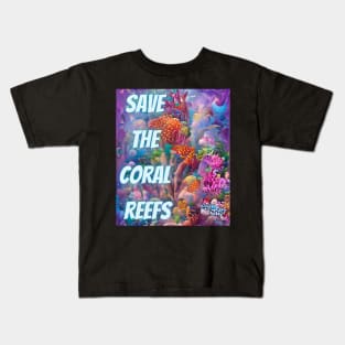 Save the Coral Reefs, Colorful Algoart Kids T-Shirt